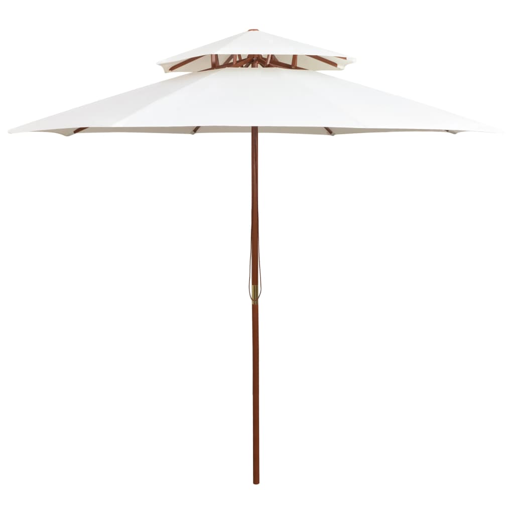 Parasol À Deux Étages Avec Poteau En Bois Blanc