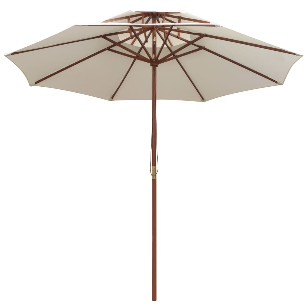 Parasol À Deux Étages Avec Poteau En Bois Blanc