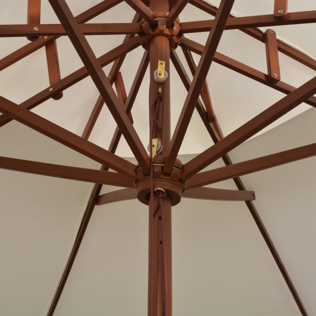 Parasol À Deux Étages Avec Poteau En Bois Blanc