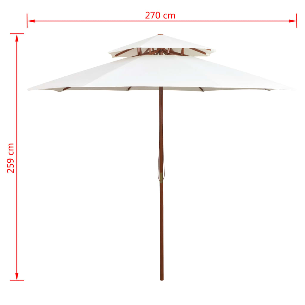 Parasol À Deux Étages Avec Poteau En Bois Blanc