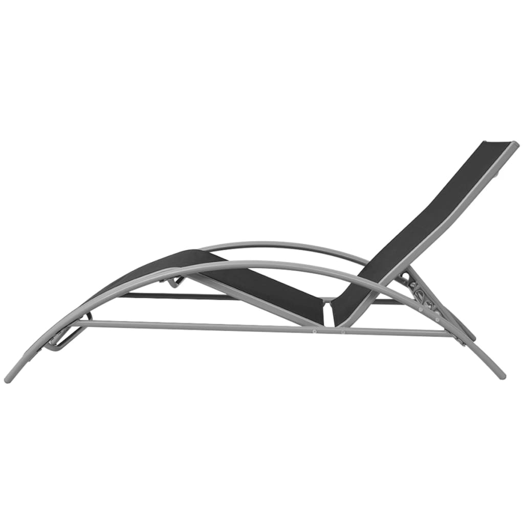 Chaises Longues Et Parasol Aluminium Noir