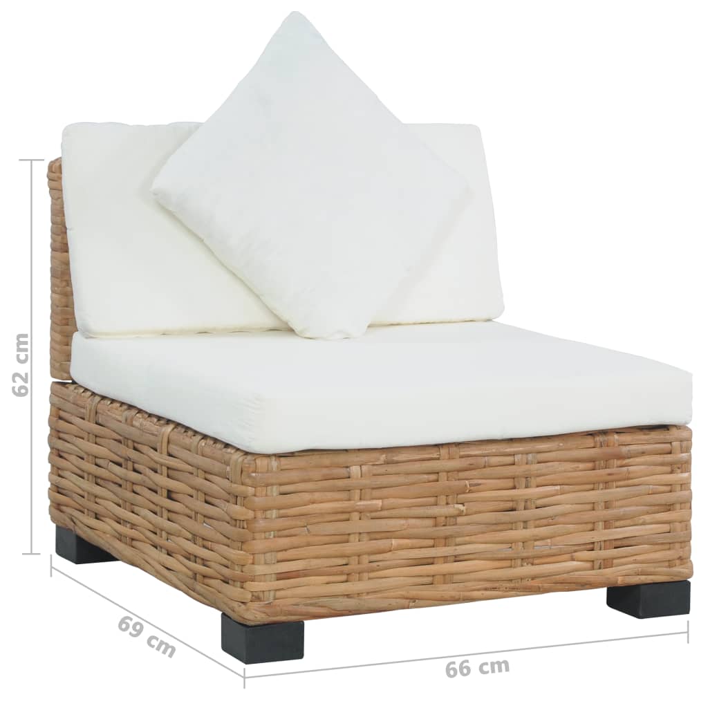 Canapé Sans Accoudoirs Avec Coussins Rotin Naturel