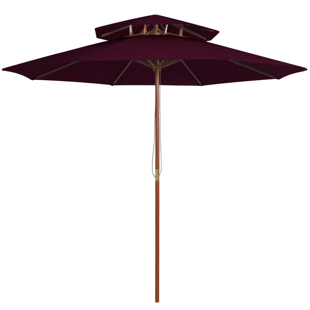 Parasol À Deux Étages Avec Mât En Bois 270 Cm