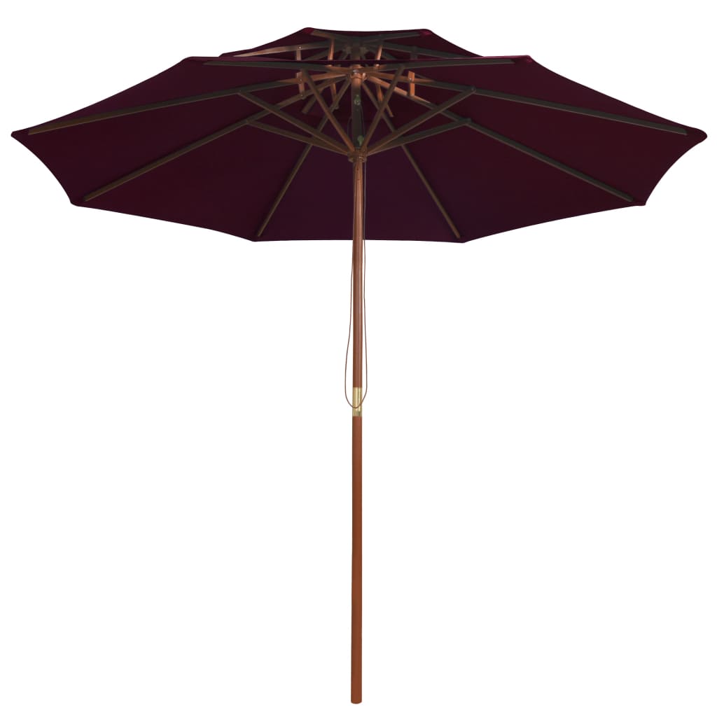 Parasol À Deux Étages Avec Mât En Bois 270 Cm