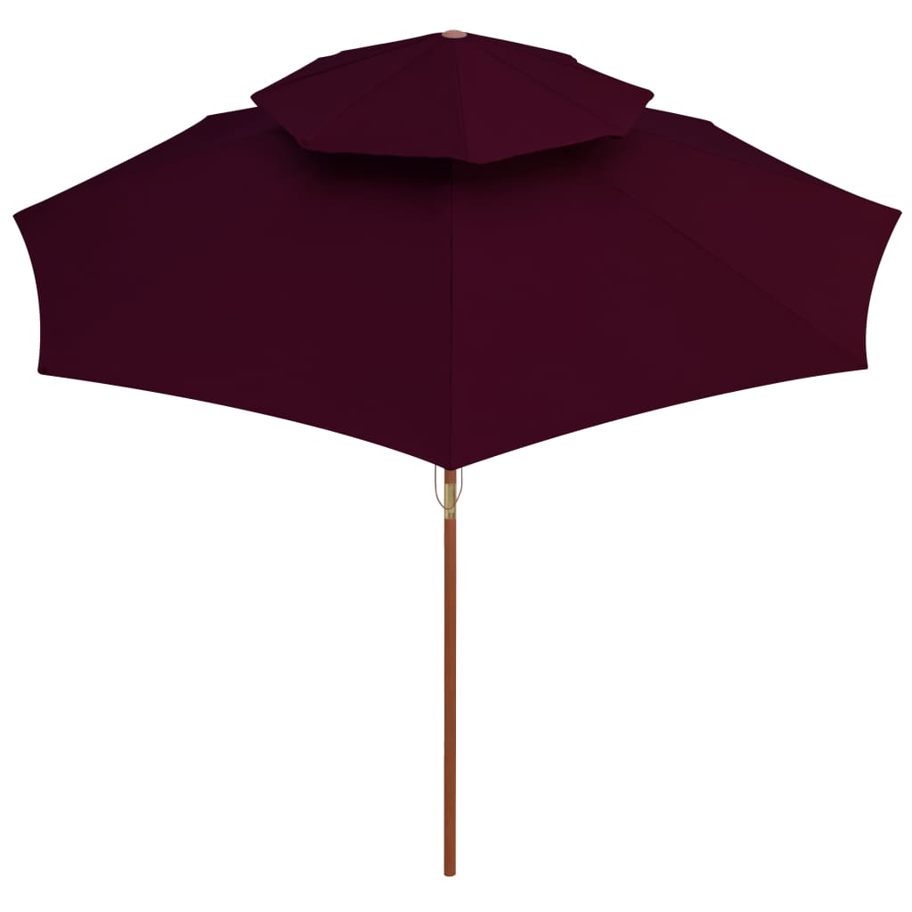 Parasol À Deux Étages Avec Mât En Bois 270 Cm