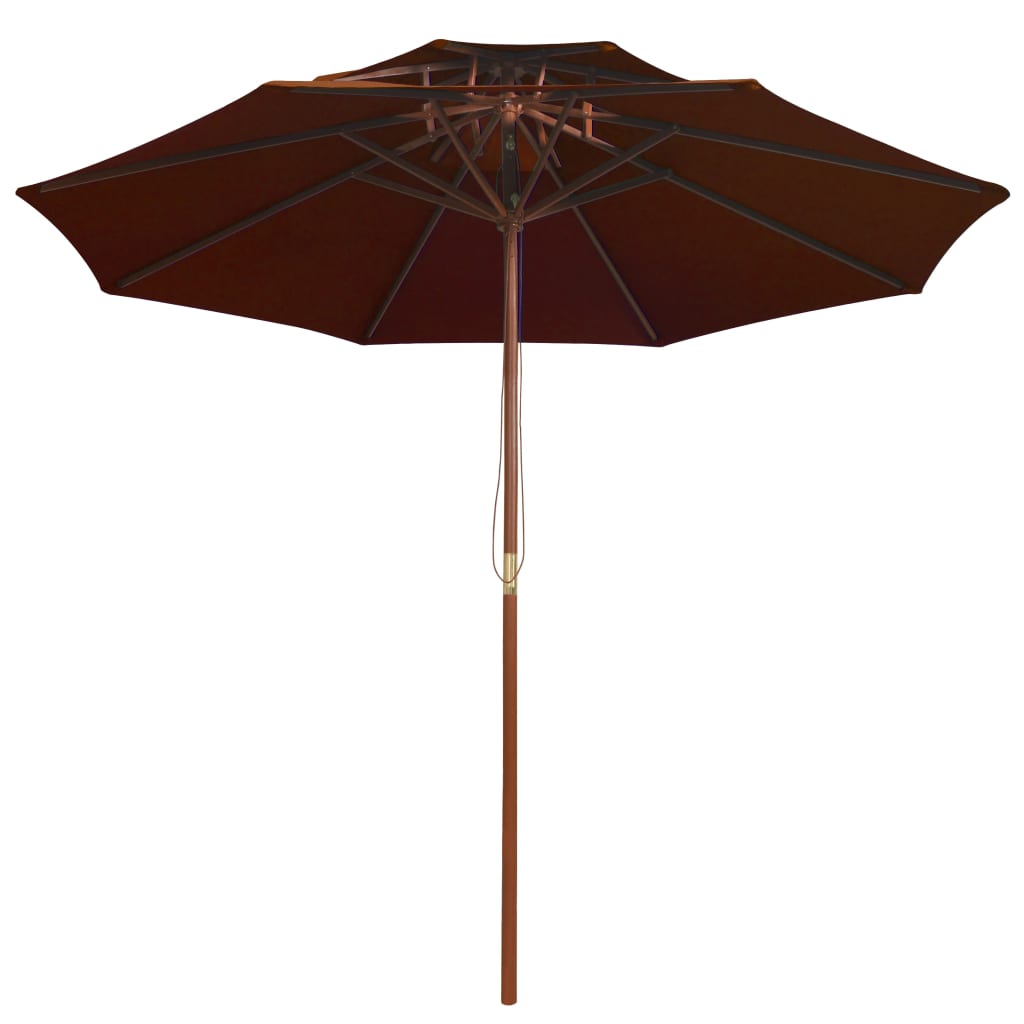 Parasol À Deux Étages Avec Mât En Bois Terre Cuite 270 Cm