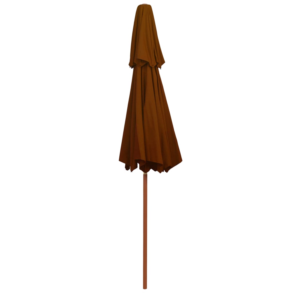 Parasol À Deux Étages Avec Mât En Bois Terre Cuite 270 Cm
