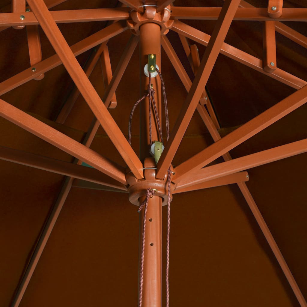 Parasol À Deux Étages Avec Mât En Bois Terre Cuite 270 Cm