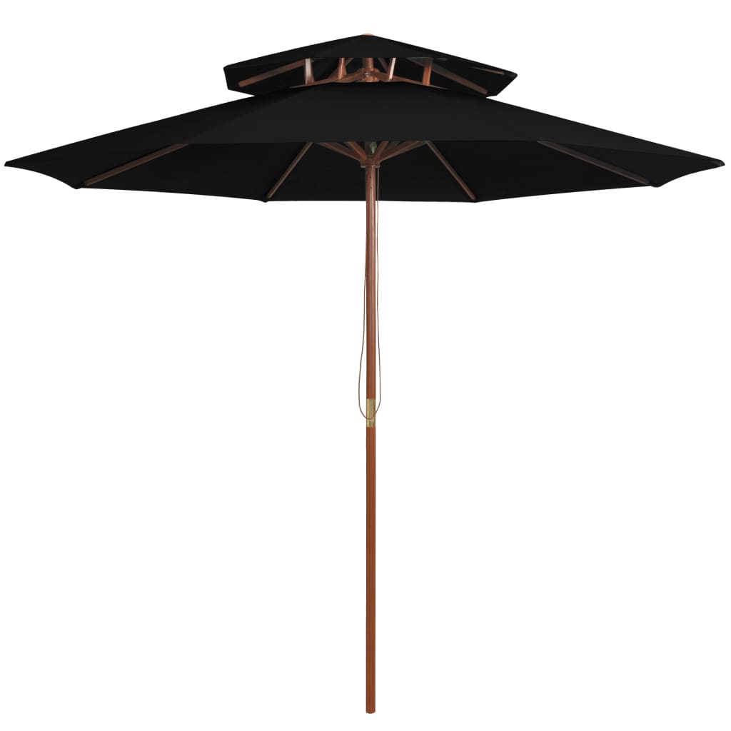 Parasol À Deux Étages Avec Mât En Bois 270 Cm