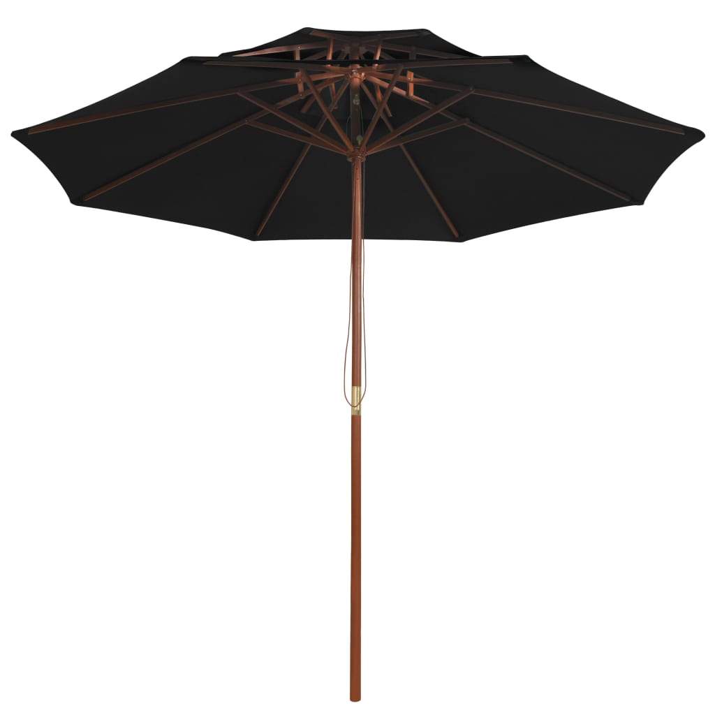 Parasol À Deux Étages Avec Mât En Bois 270 Cm