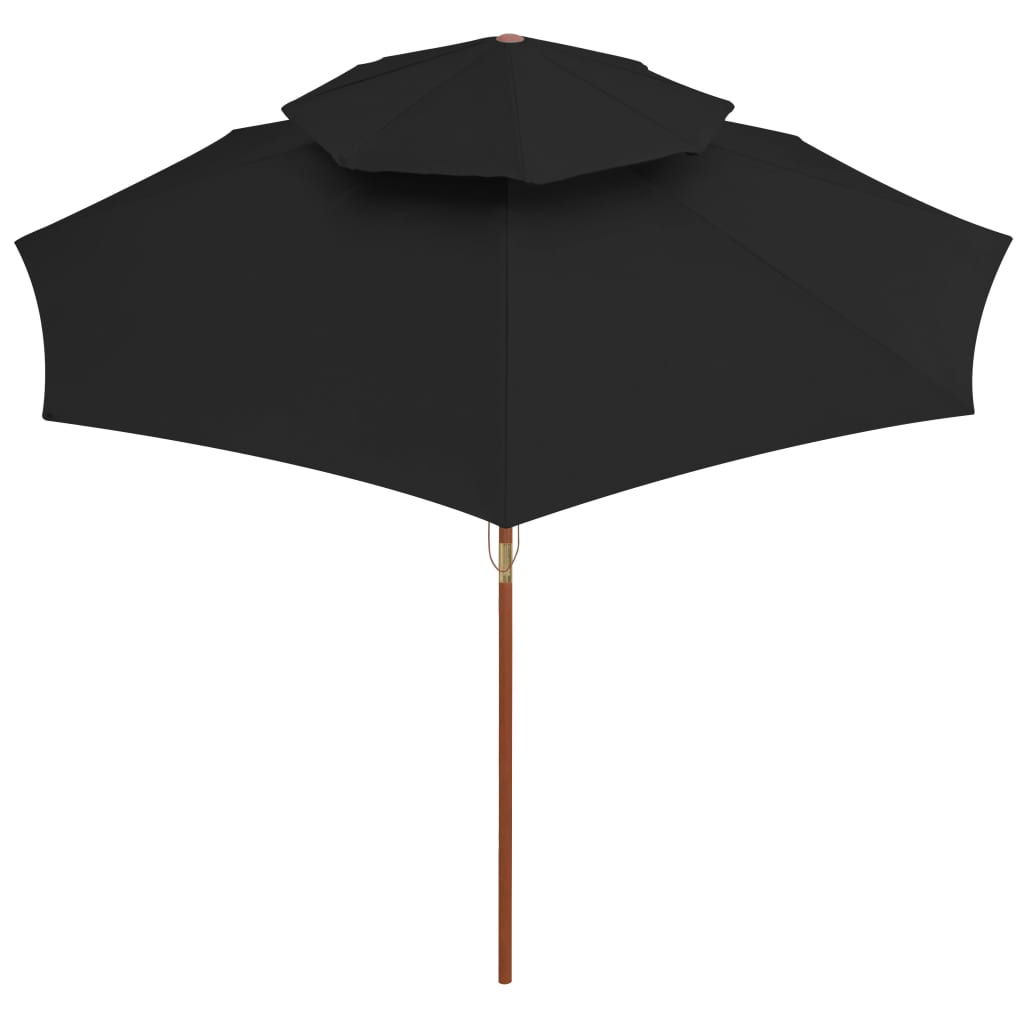 Parasol À Deux Étages Avec Mât En Bois 270 Cm