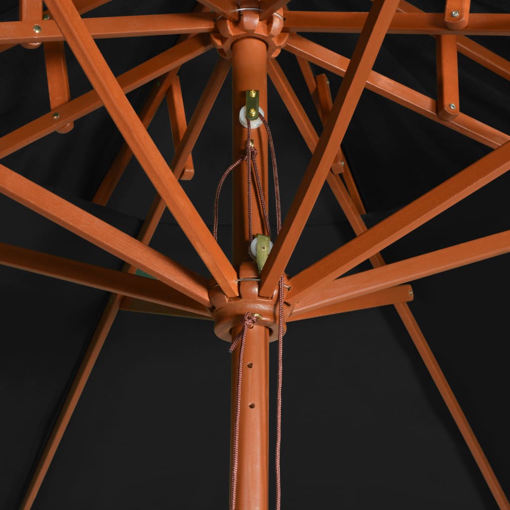 Parasol À Deux Étages Avec Mât En Bois 270 Cm