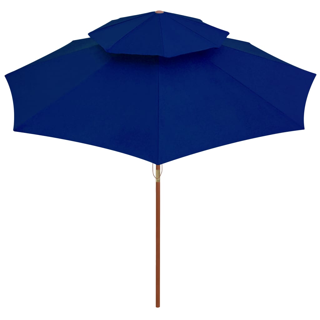 Parasol À Deux Étages Avec Mât En Bois 270 Cm