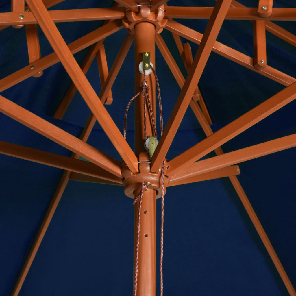 Parasol À Deux Étages Avec Mât En Bois 270 Cm