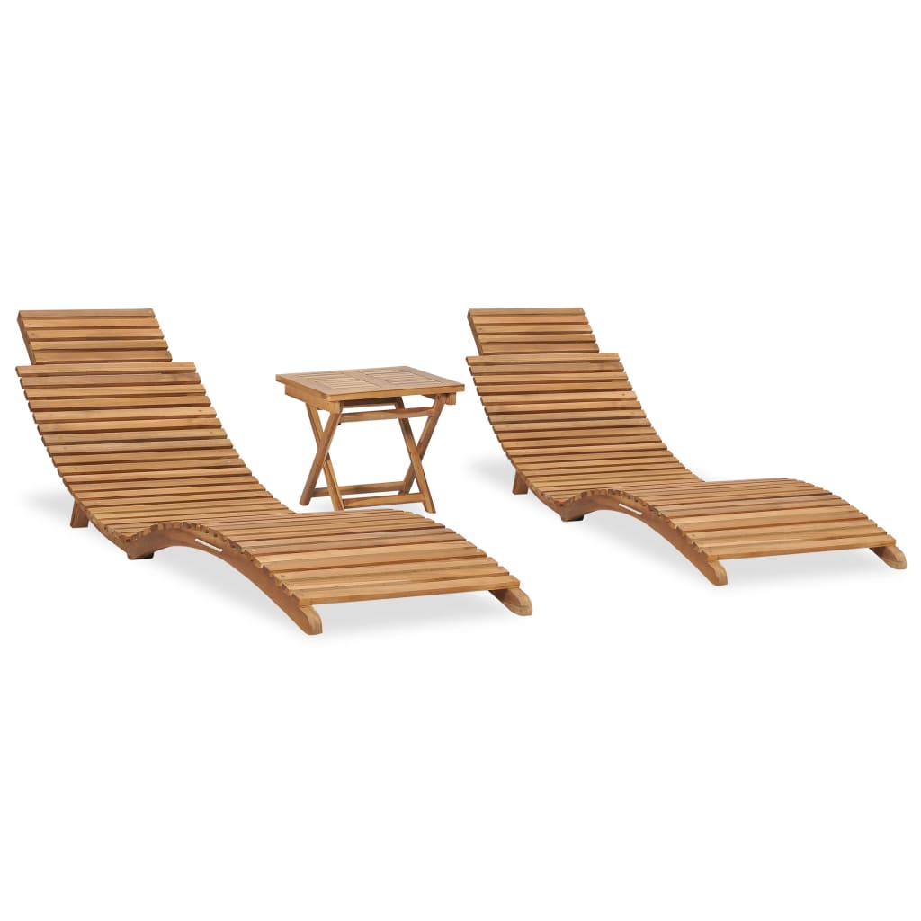 Chaise Longue Pliable Avec Table Bois De Teck Solide