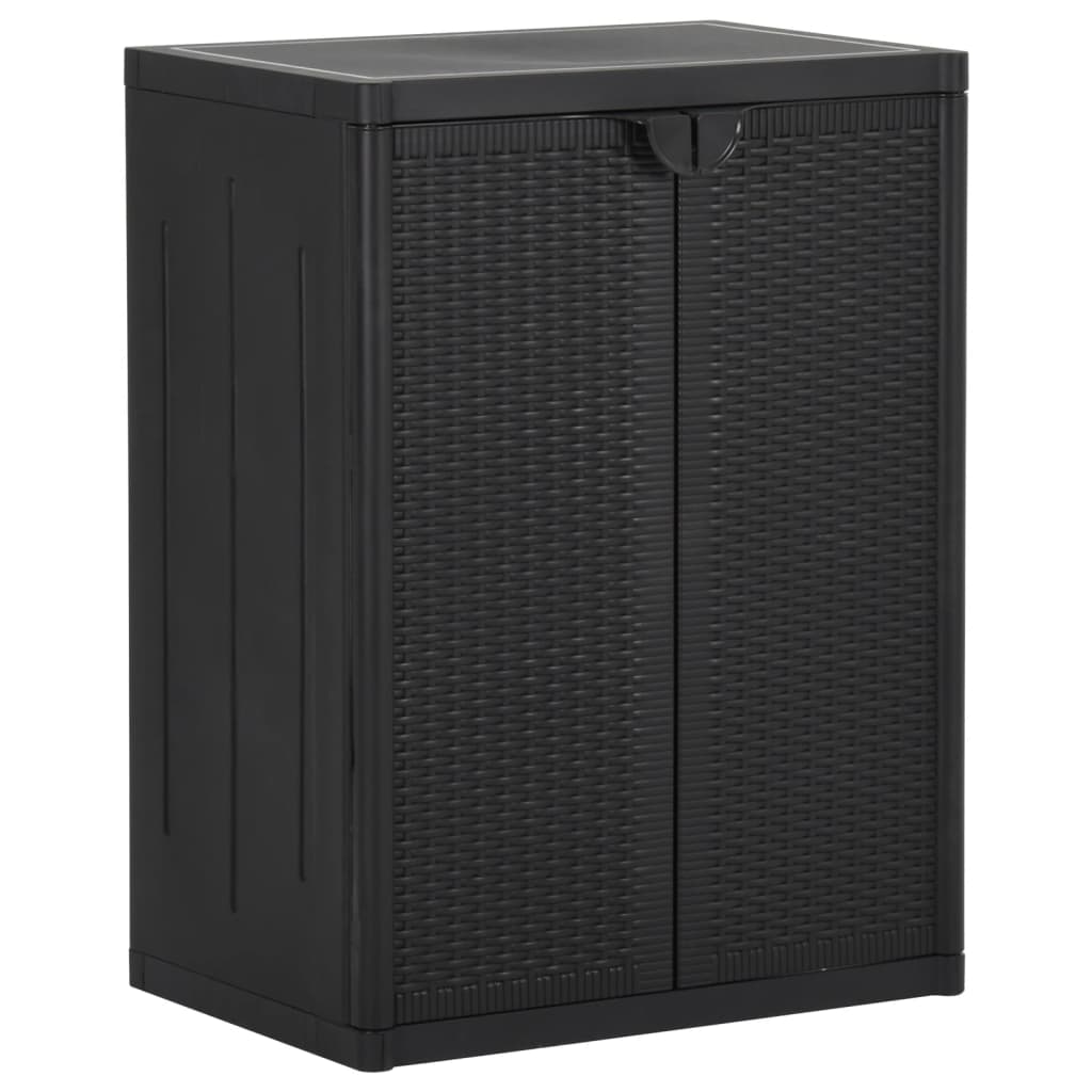Armoire De Rangement De Jardin 65X45X88 Cm Pp Rotin Noir