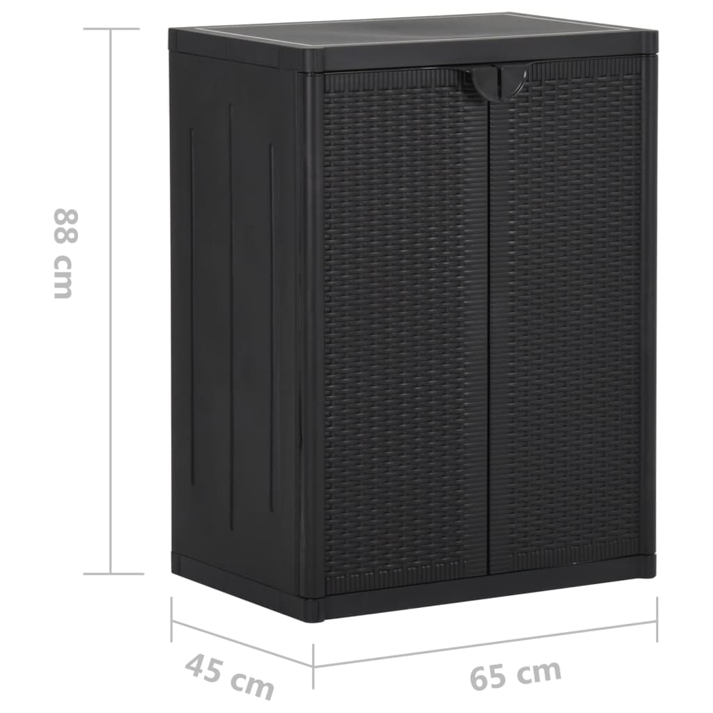 Armoire De Rangement De Jardin 65X45X88 Cm Pp Rotin Noir