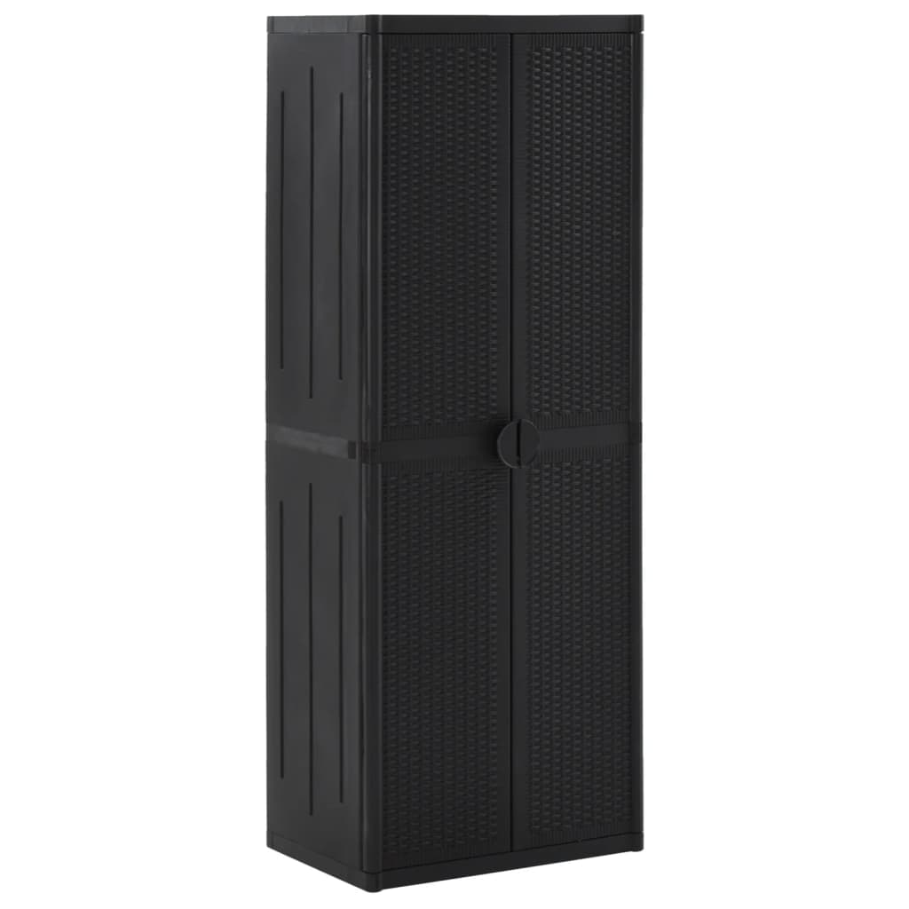 Armoire De Rangement De Jardin 65X45X88 Cm Pp Rotin Noir