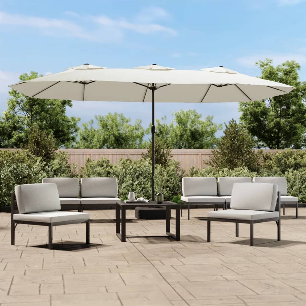Parasol De Jardin À Double Tête Avec Led 449X245 Cm