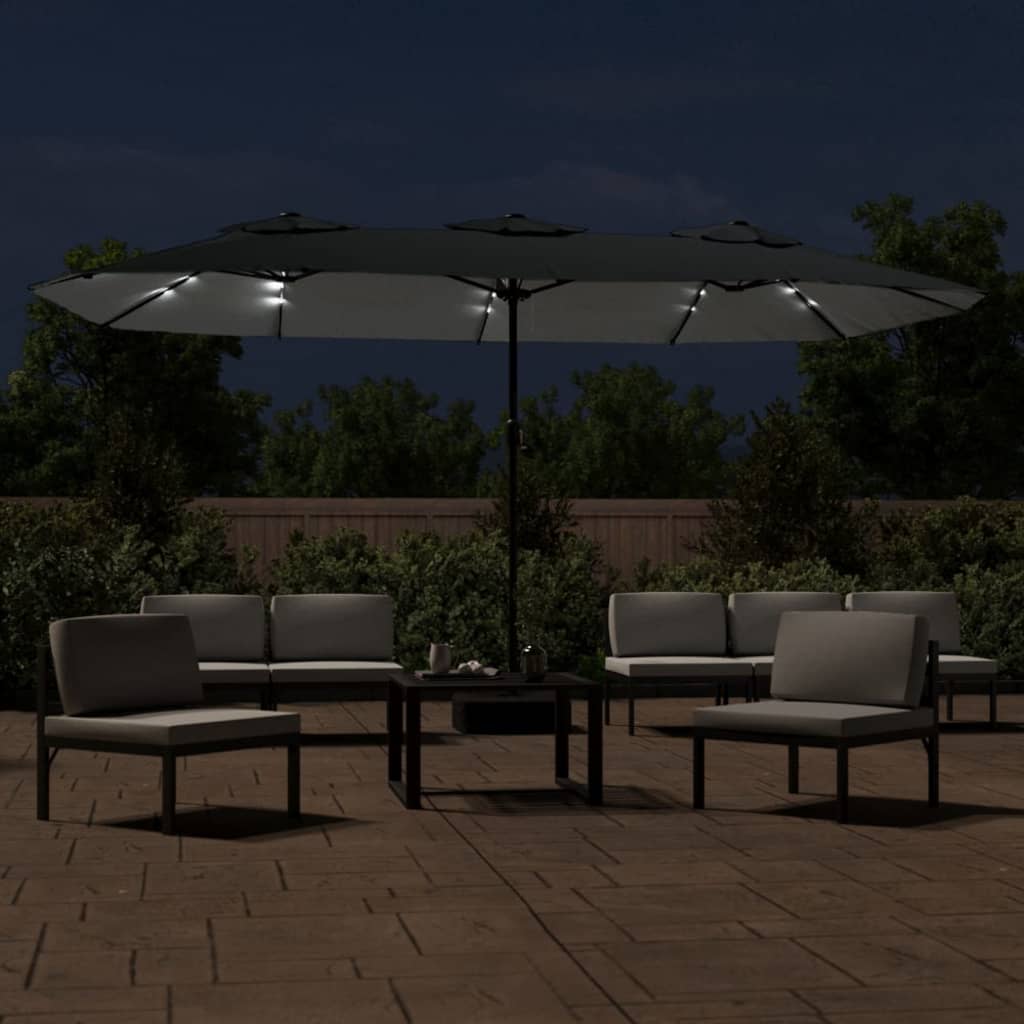Parasol De Jardin À Double Tête Avec Led 449X245 Cm
