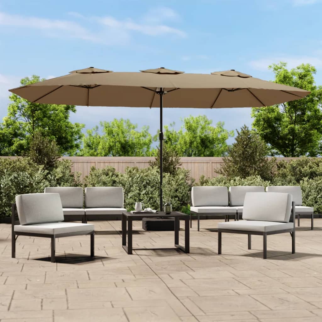 Parasol De Jardin À Double Tête Avec Led 449X245 Cm