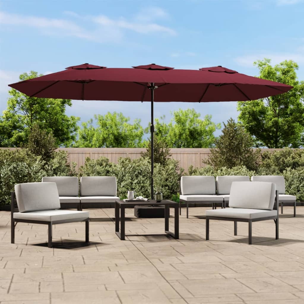 Parasol De Jardin À Double Tête Avec Led 449X245 Cm