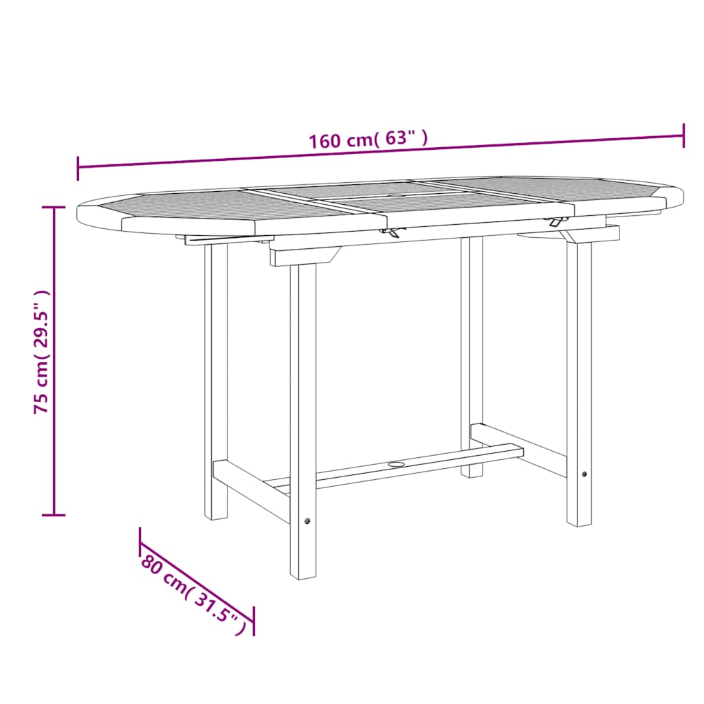 Table Extensible De Jardin 110- Bois De Teck Solide