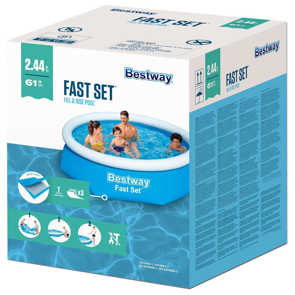 Bestway Piscine Gonflable Ronde 244X66 Cm 57265 Gris Foncé