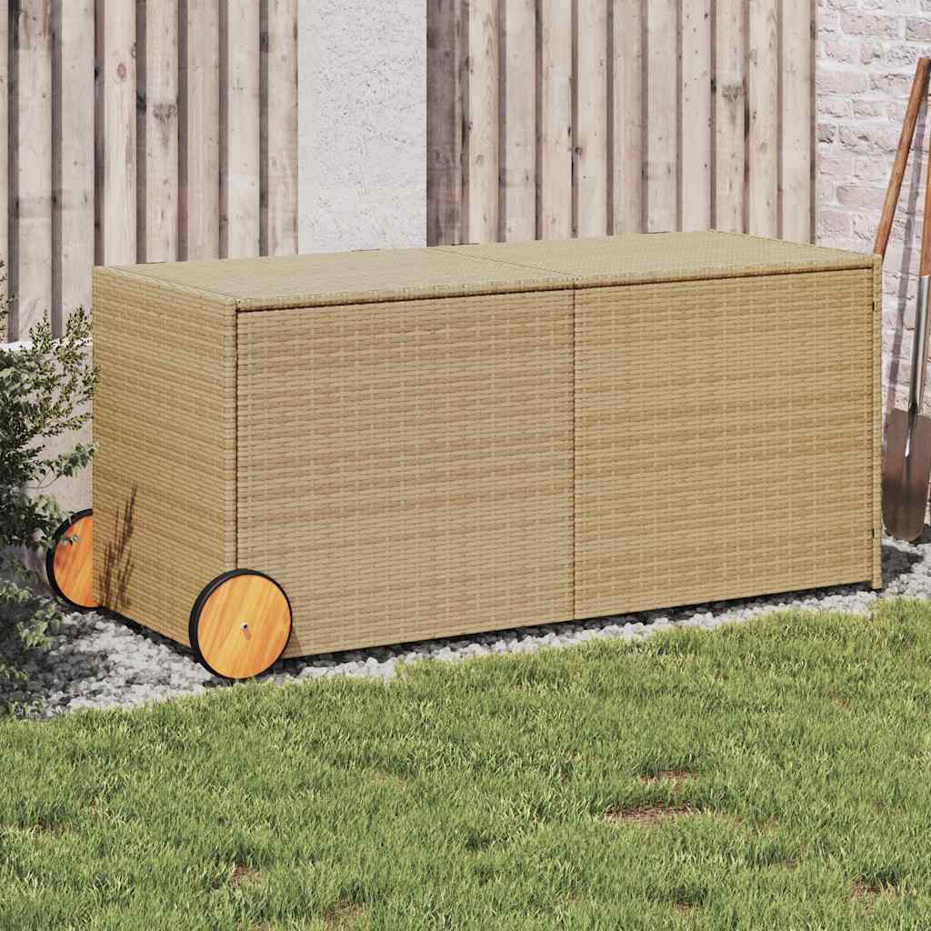 Boîte De Rangement De Jardin Mélange Beige 291L Résine Tressée