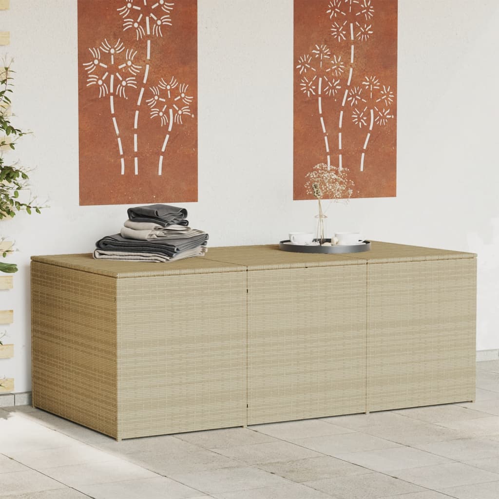 Boîte De Rangement De Jardin Mélange Beige 291L Résine Tressée