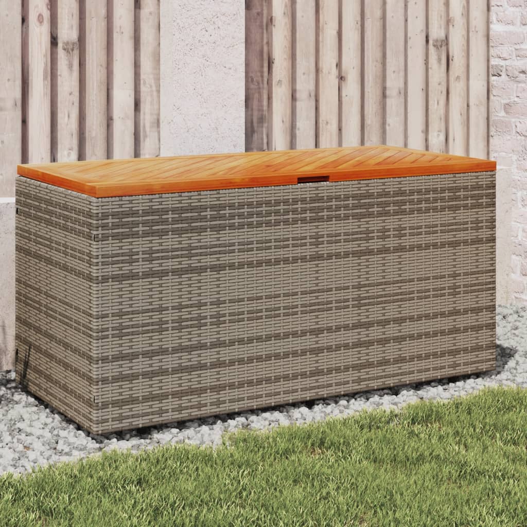 Boîte De Rangement De Jardin Résine Tressée Bois D'acacia