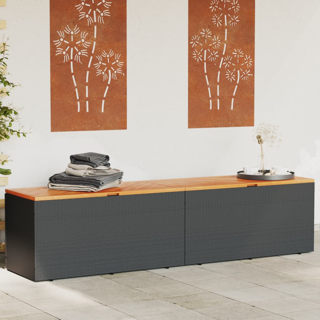 Boîte De Rangement De Jardin Résine Tressée Bois D'acacia