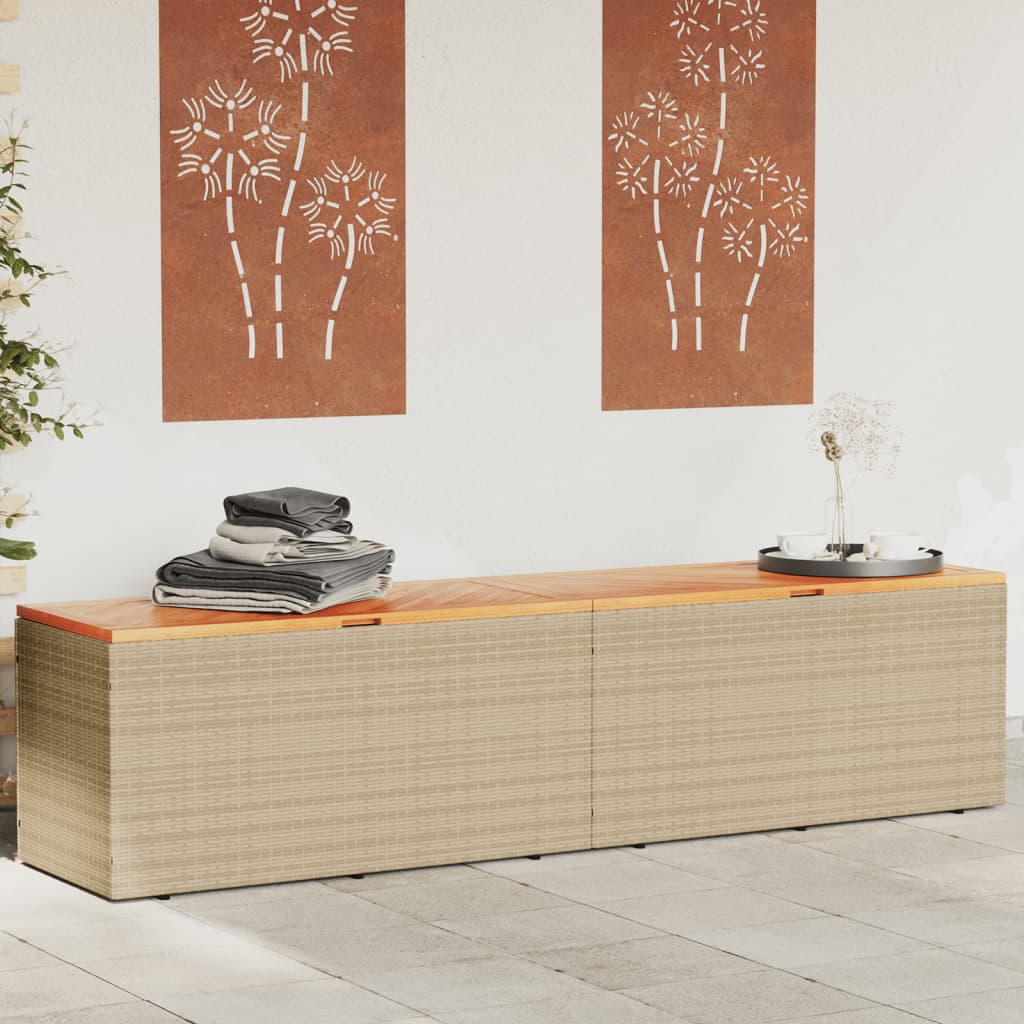 Boîte De Rangement De Jardin Résine Tressée Bois D'acacia