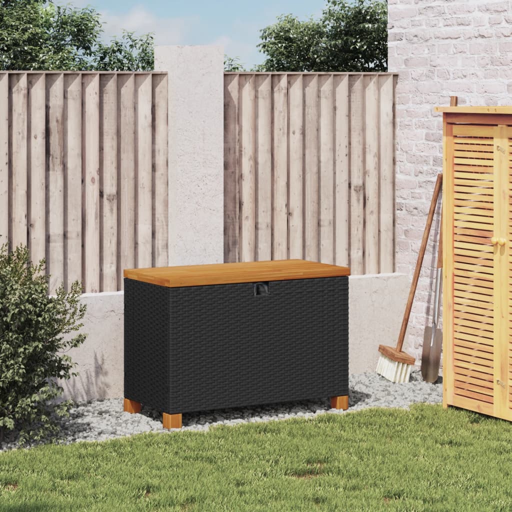 Boîte De Rangement De Jardin Résine Tressée Bois D'acacia