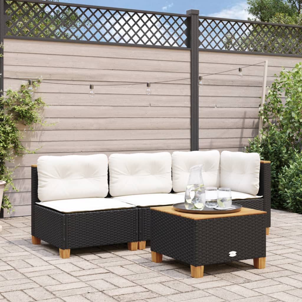 Canapé De Jardin Sans Accoudoirs Coussins Beige Résine Tressée