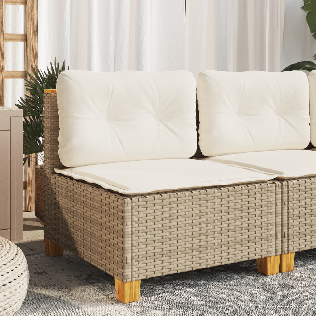 Canapé De Jardin Sans Accoudoirs Coussins Beige Résine Tressée Chêne Sonoma