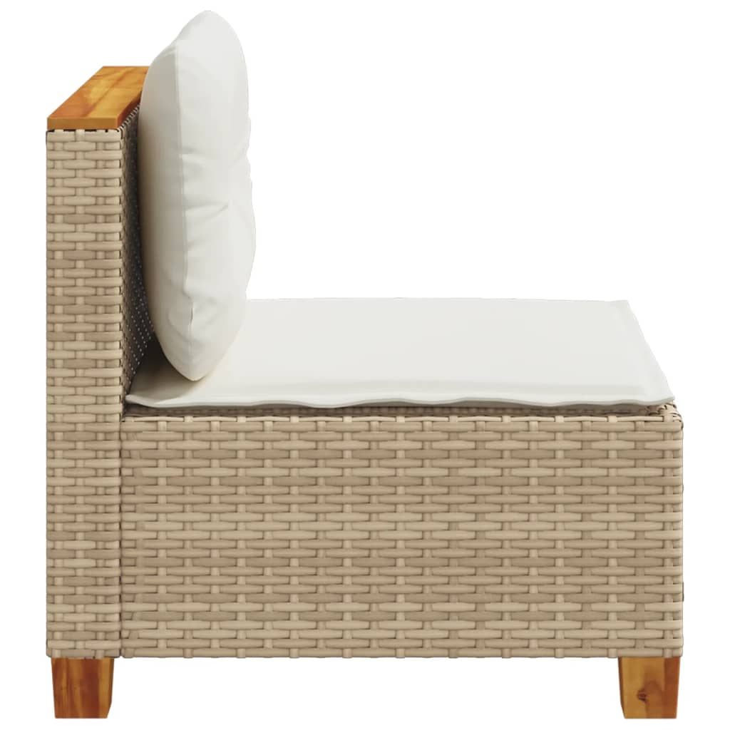 Canapé De Jardin Sans Accoudoirs Coussins Beige Résine Tressée Chêne Sonoma