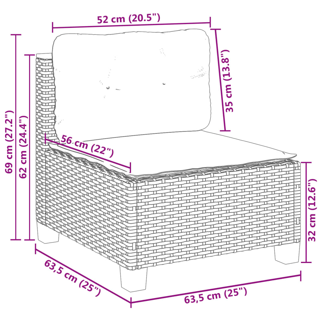 Canapé De Jardin Sans Accoudoirs Coussins Beige Résine Tressée Chêne Sonoma