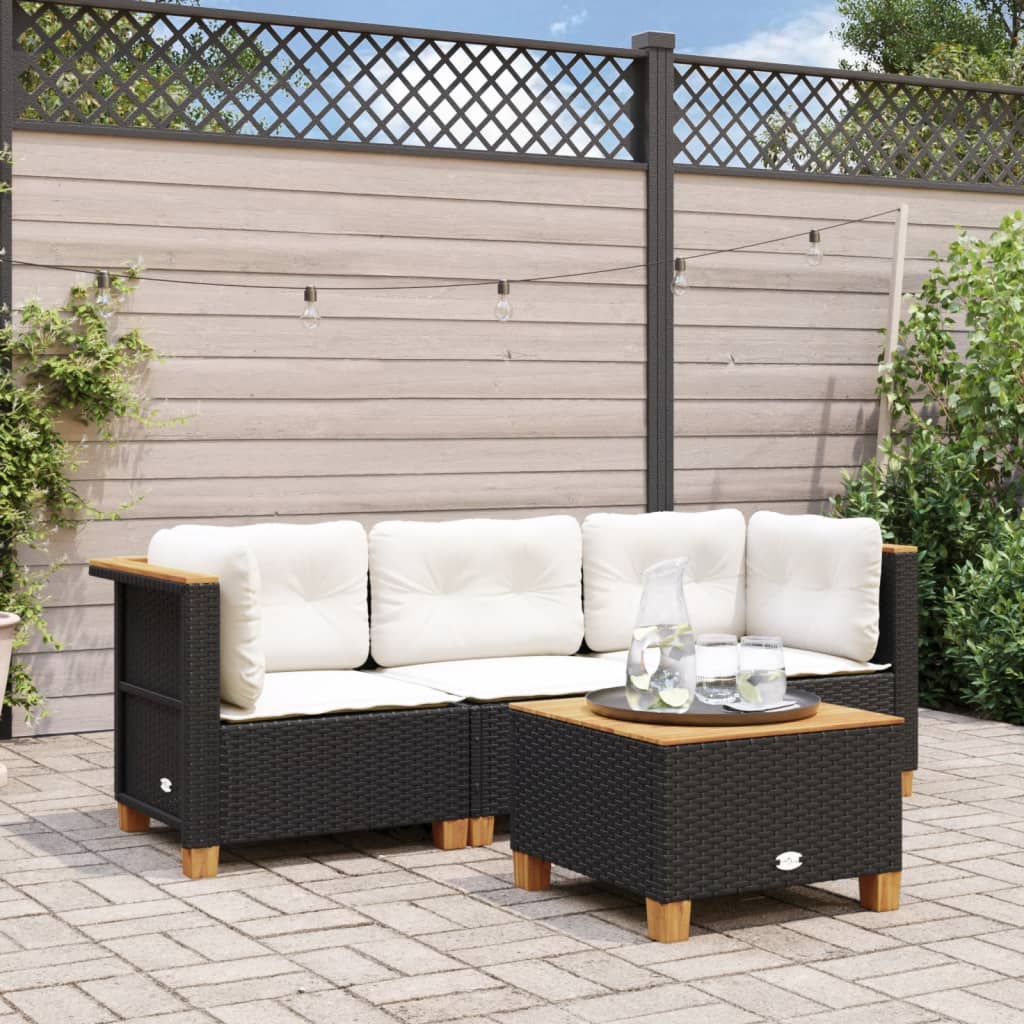 Canapé De Jardin Sans Accoudoirs Coussins Beige Résine Tressée