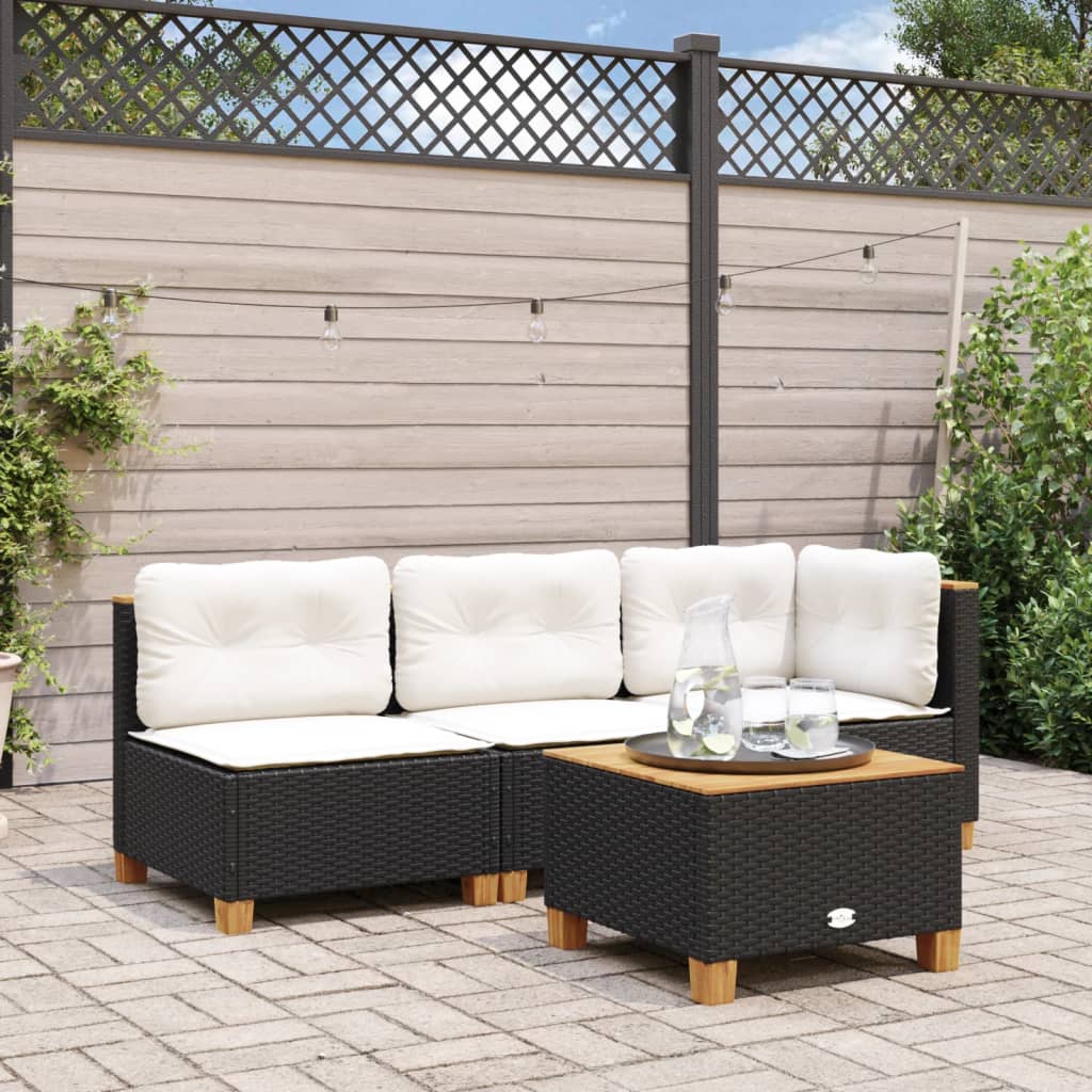 Canapé De Jardin Sans Accoudoirs Coussins Beige Résine Tressée