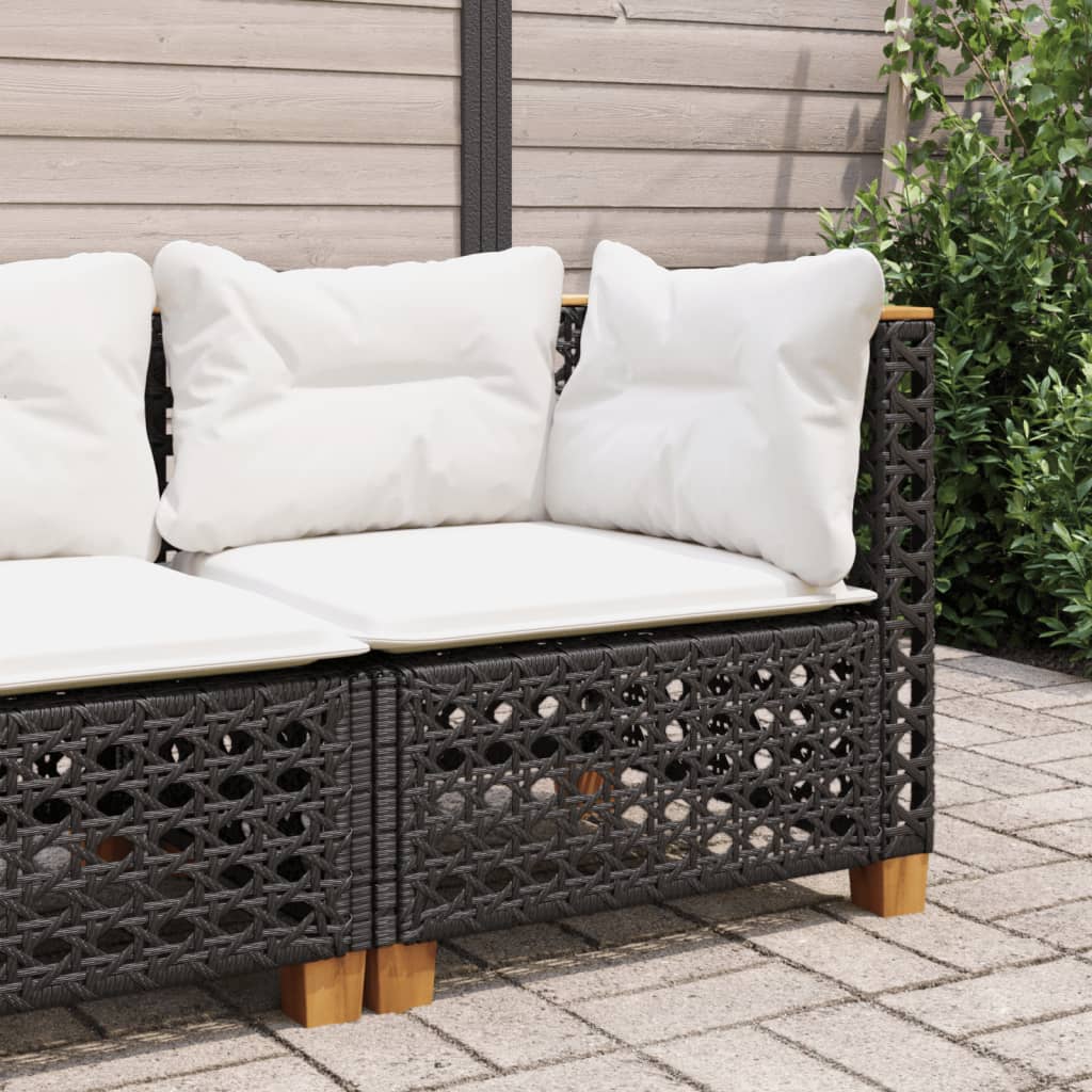 Canapé De Jardin Sans Accoudoirs Coussins Beige Résine Tressée