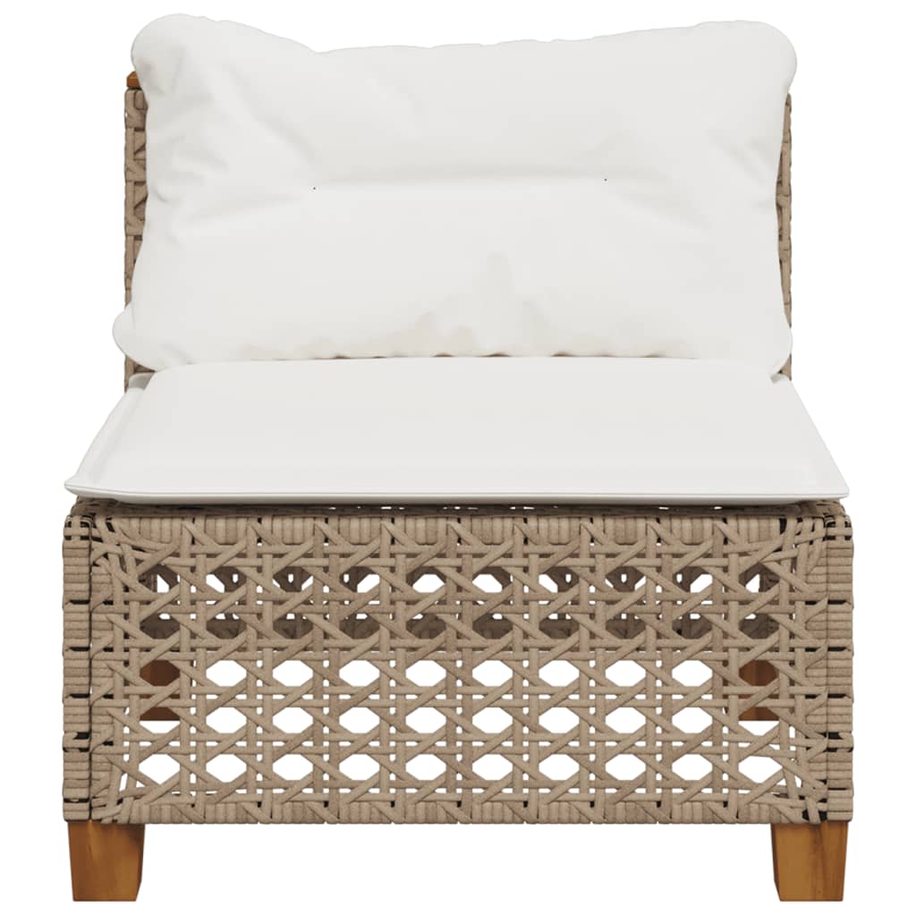 Canapé De Jardin Sans Accoudoirs Coussins Beige Résine Tressée