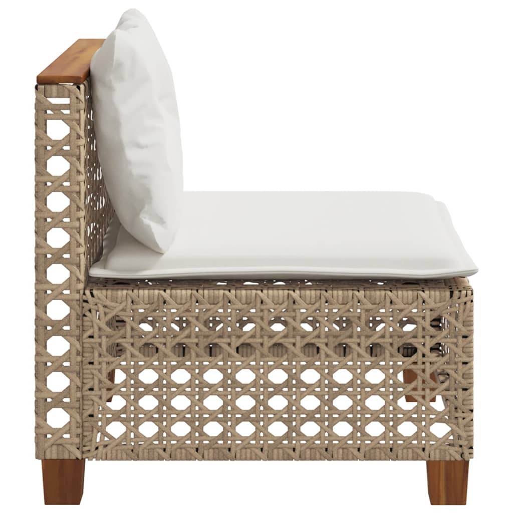 Canapé De Jardin Sans Accoudoirs Coussins Beige Résine Tressée