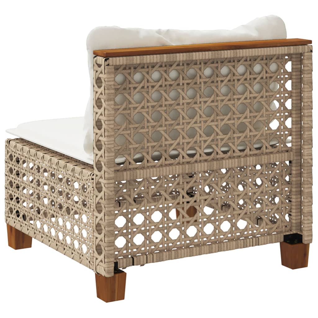 Canapé De Jardin Sans Accoudoirs Coussins Beige Résine Tressée