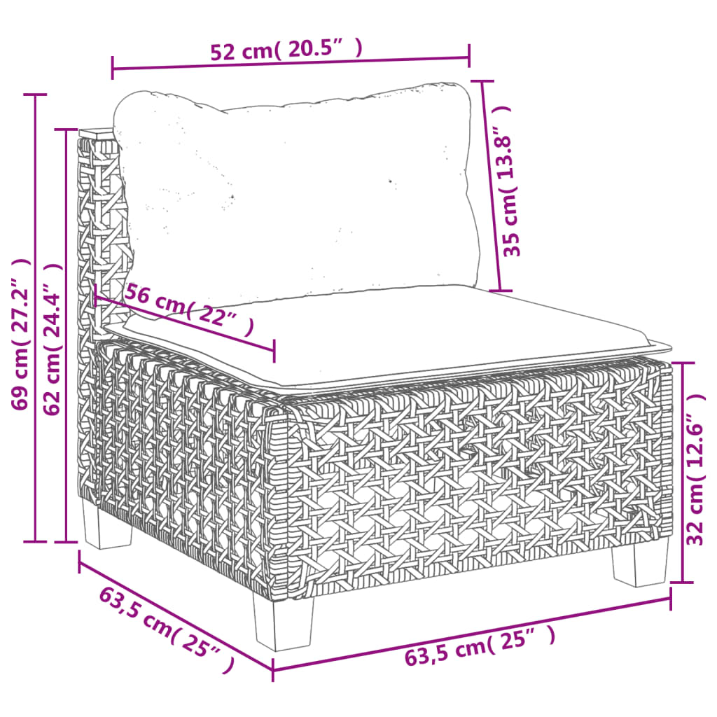 Canapé De Jardin Sans Accoudoirs Coussins Beige Résine Tressée