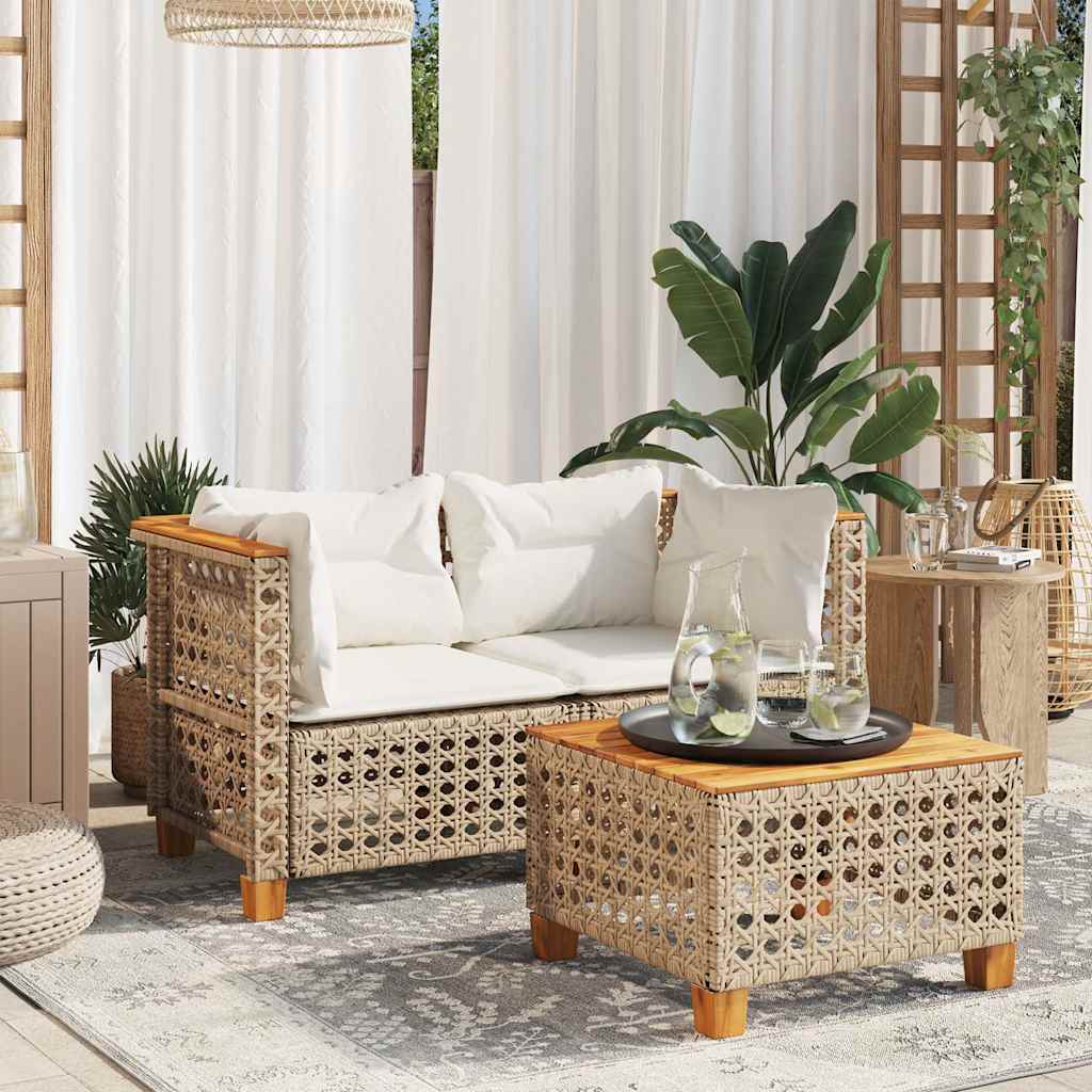 Canapé De Jardin Sans Accoudoirs Coussins Beige Résine Tressée
