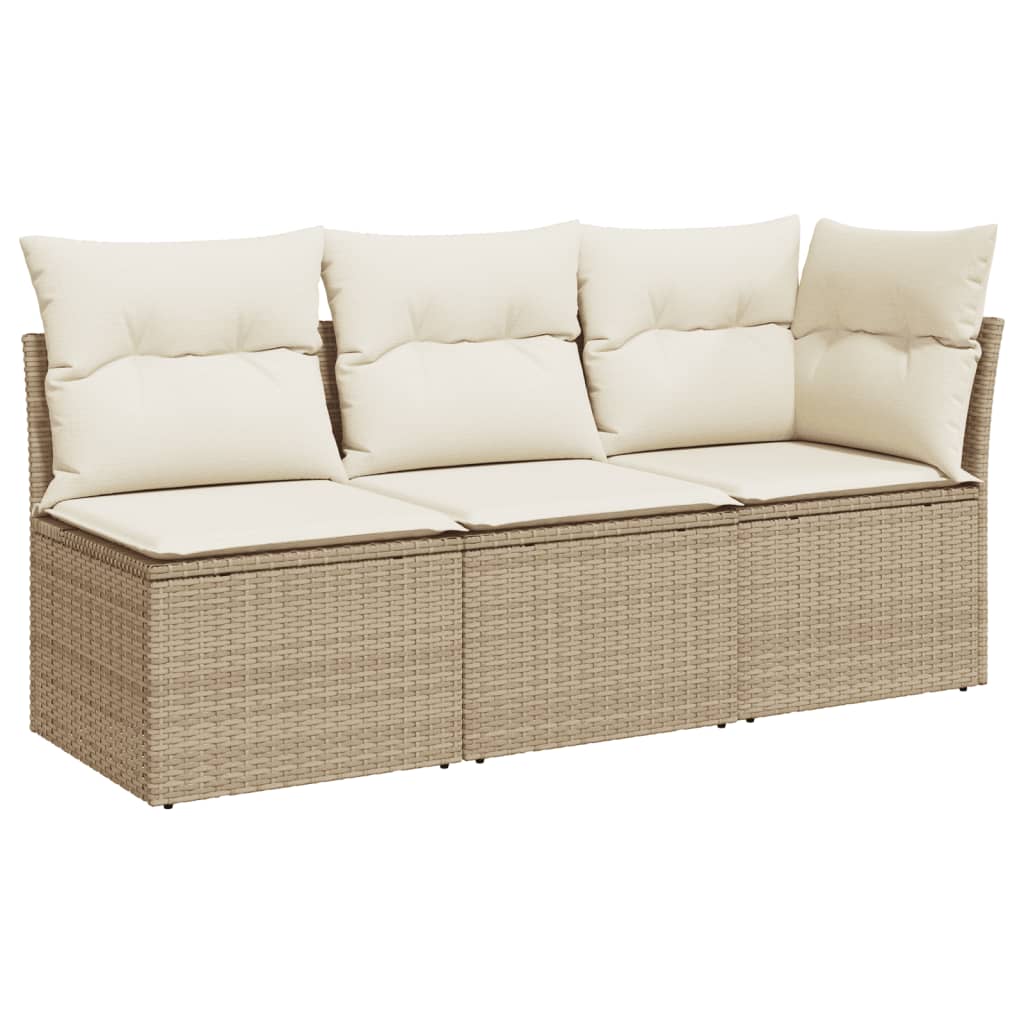 Canapé De Jardin Avec Coussins 3 Places Beige Résine Tressée