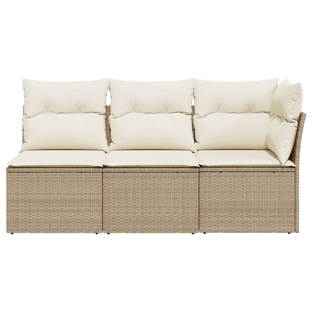 Canapé De Jardin Avec Coussins 3 Places Beige Résine Tressée