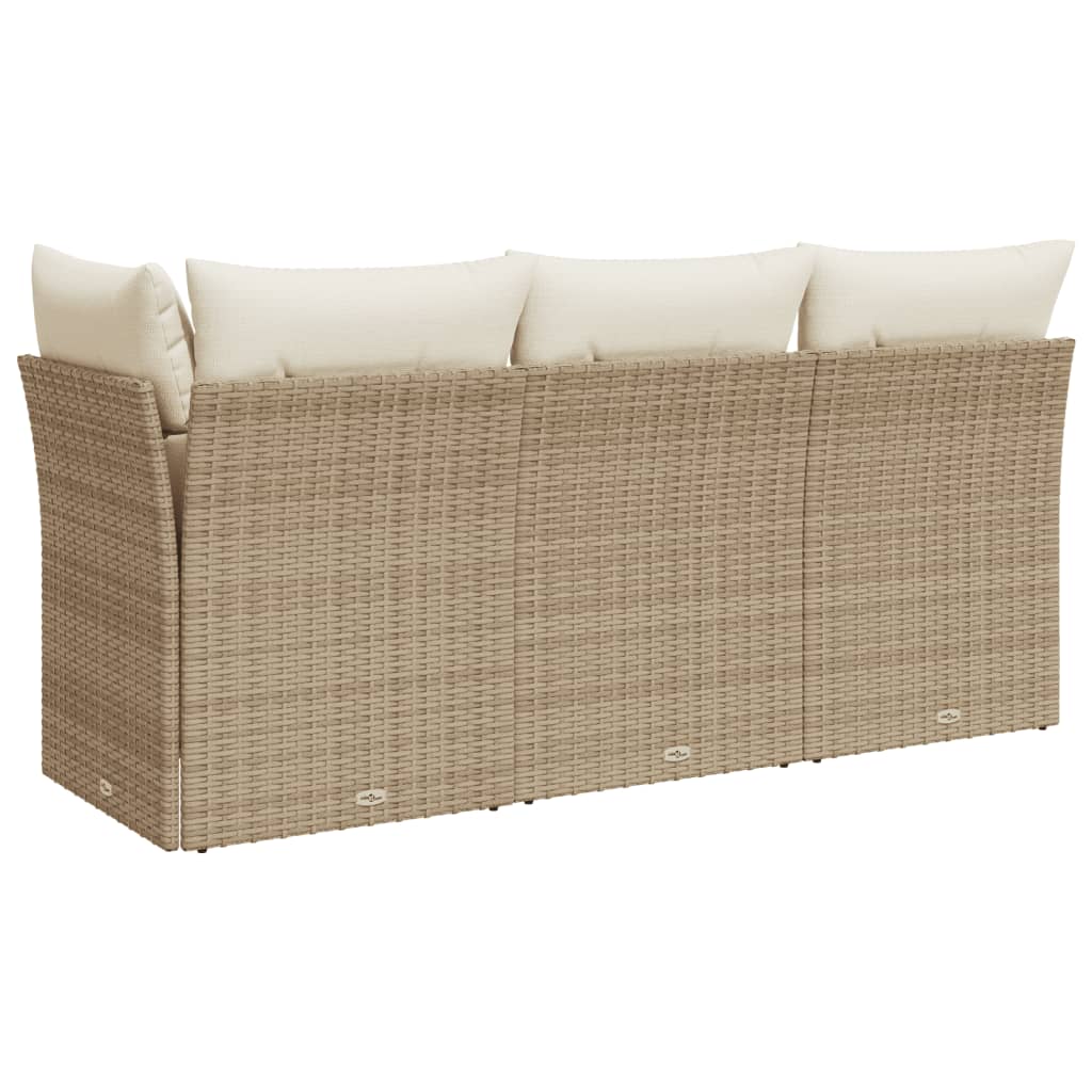 Canapé De Jardin Avec Coussins 3 Places Beige Résine Tressée