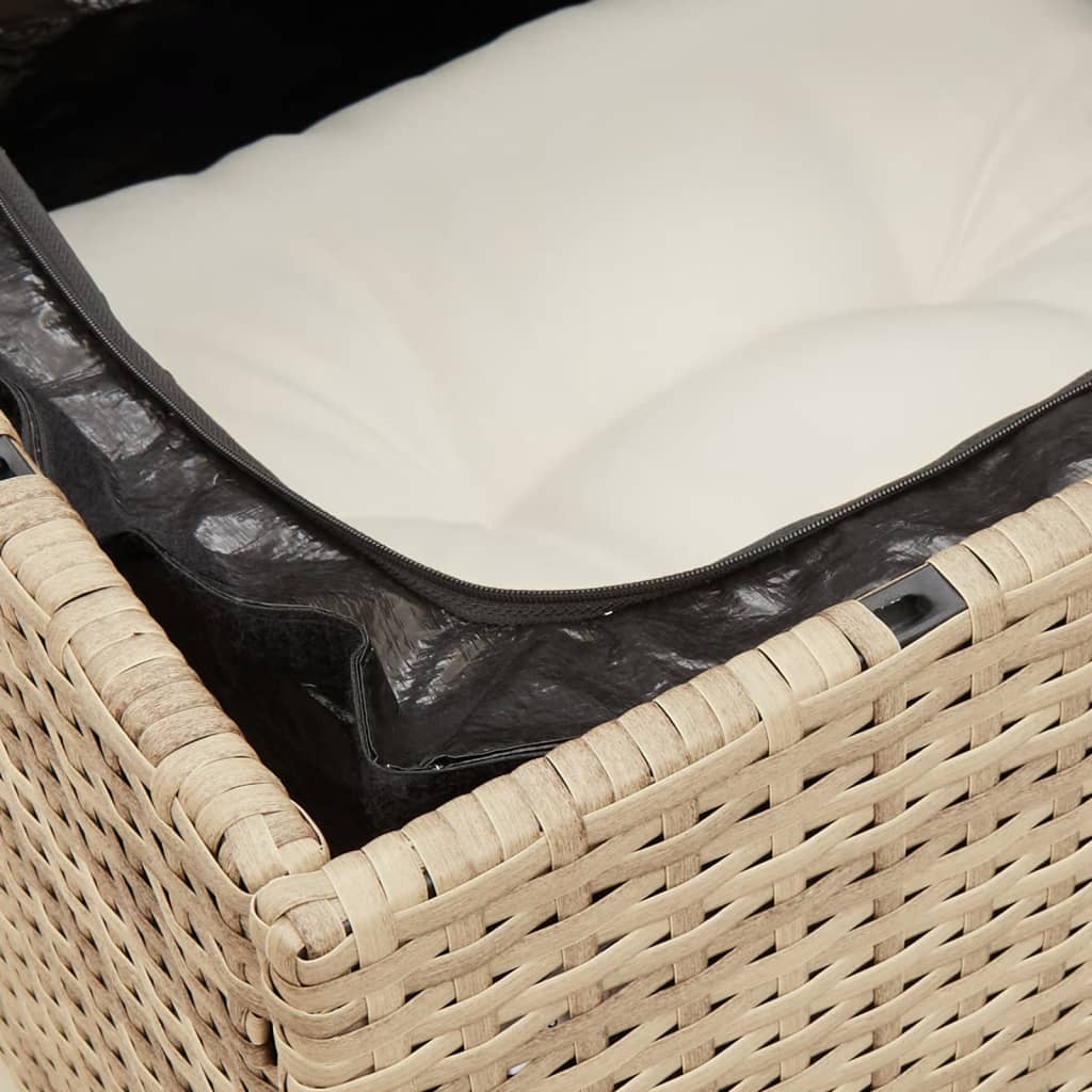 Canapé De Jardin Avec Coussins 3 Places Beige Résine Tressée